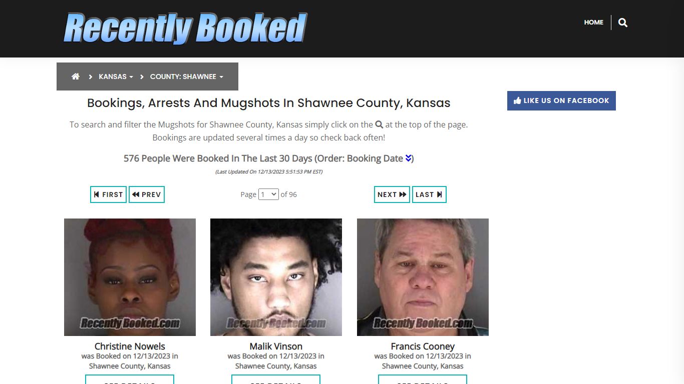 Bookings, Arrests and Mugshots in Shawnee County, Kansas